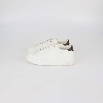 Louis Vuitton White Embossed Monogram Leather Time Out Sneakers