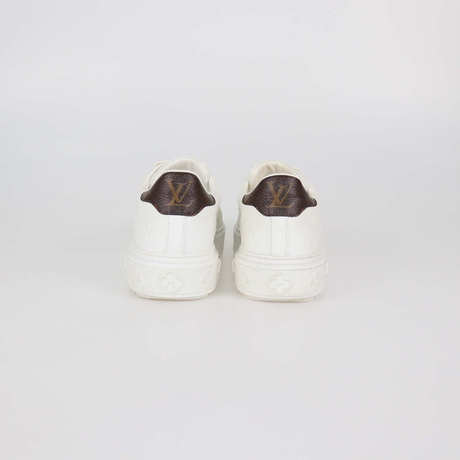 Louis Vuitton White Embossed Monogram Leather Time Out Sneakers