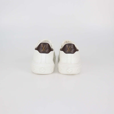 Louis Vuitton White Embossed Monogram Leather Time Out Sneakers
