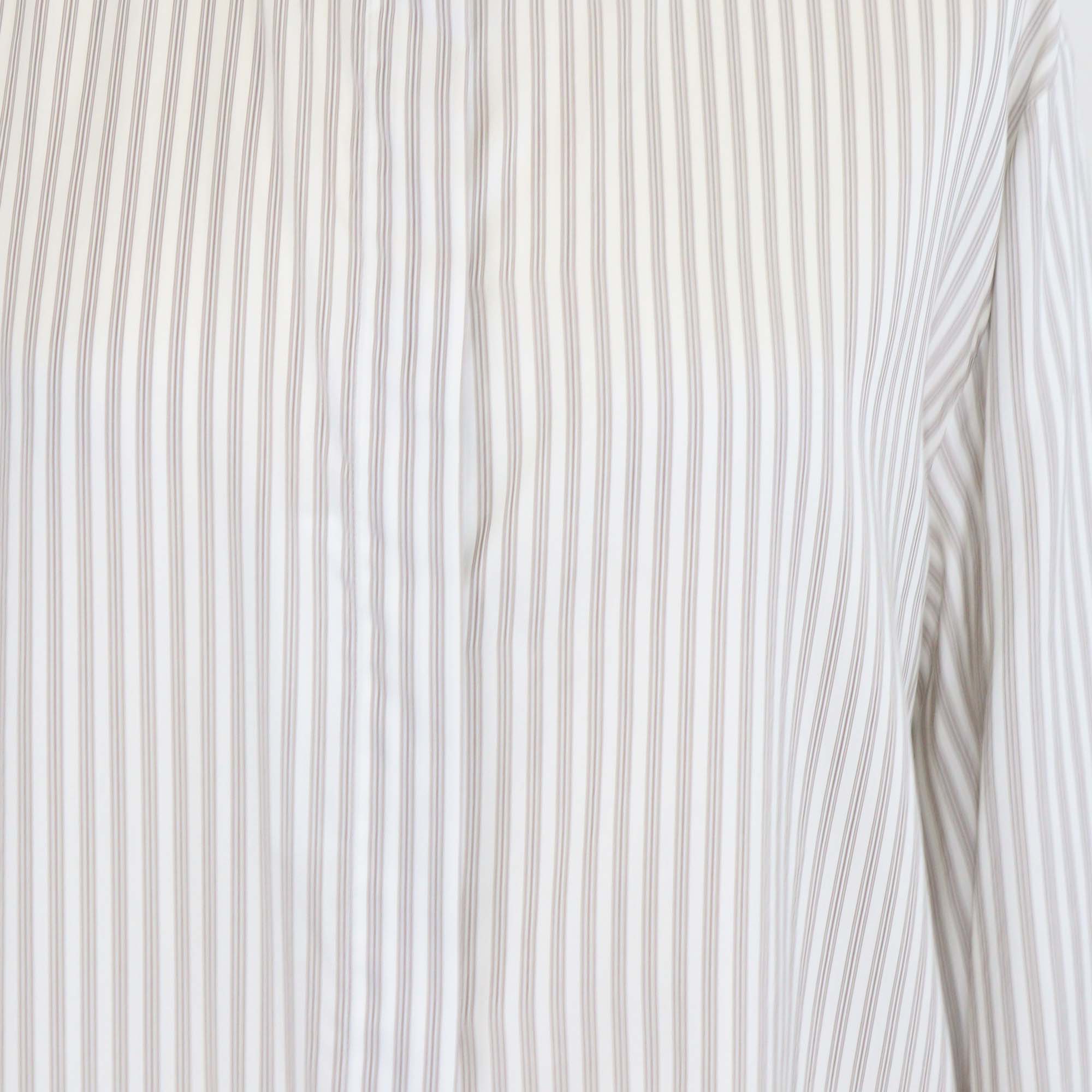 The Row White/Grey Silk Vanda Striped Long-Sleeve Shirt
