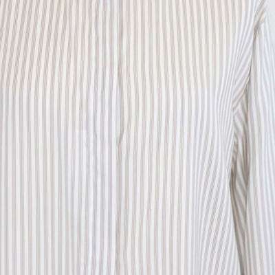 The Row White/Grey Silk Vanda Striped Long-Sleeve Shirt