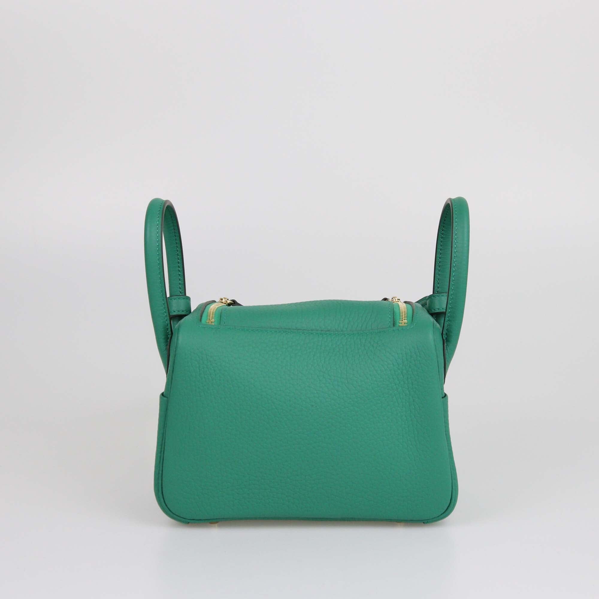 Hermes Vert Vertigo Cleamence Leather Lindy Mini GHW Bag Womens Hermes 