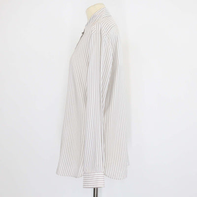 The Row White/Grey Silk Vanda Striped Long-Sleeve Shirt