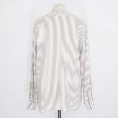 The Row White/Grey Silk Vanda Striped Long-Sleeve Shirt