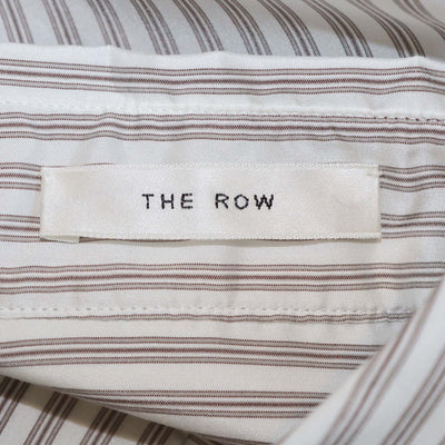 The Row White/Grey Silk Vanda Striped Long-Sleeve Shirt