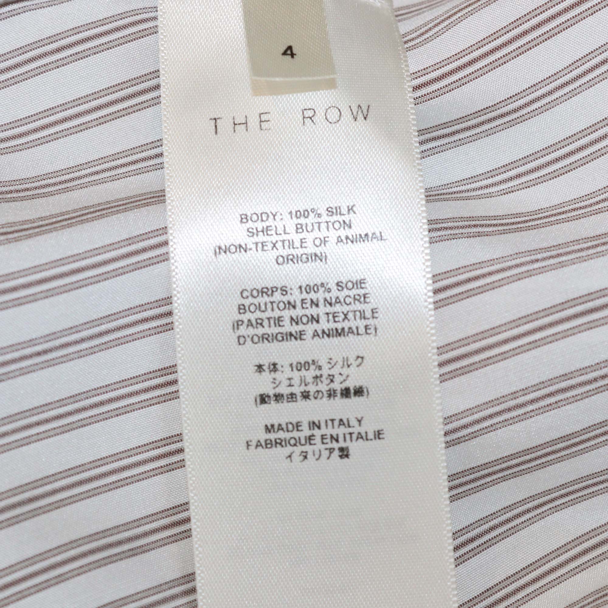 The Row White/Grey Silk Vanda Striped Long-Sleeve Shirt