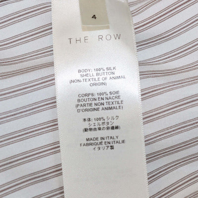 The Row White/Grey Silk Vanda Striped Long-Sleeve Shirt