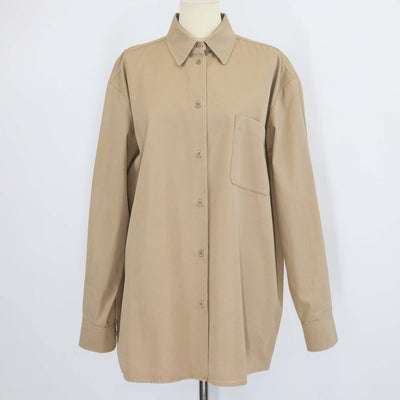 The Row Brown Cotton Blend Long-Sleeve Oversized Shirt