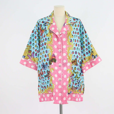 Versace Multicolor Blend Viscose Butterflies & Bugs Print Oversized Twill Shirt