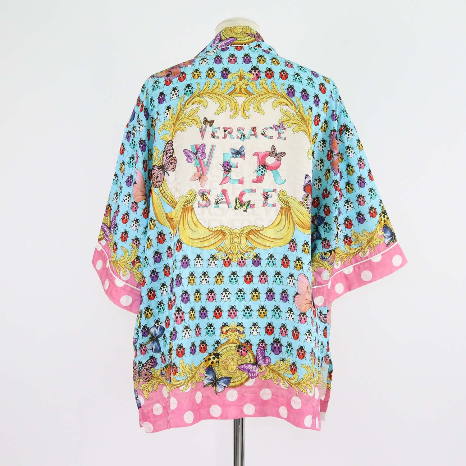 Versace Multicolor Blend Viscose Butterflies & Bugs Print Oversized Twill Shirt