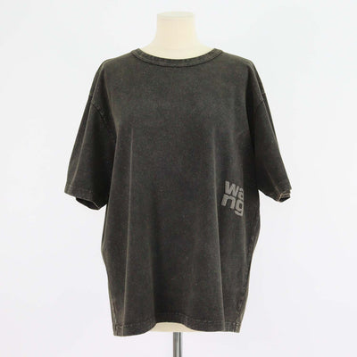 Alexander Wang.T Charcoal Glitter Cotton Puff Logo Crew Neck T-Shirt