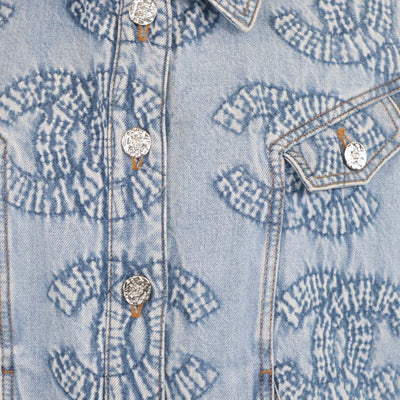 Chanel Blue Denim CC Embossed Sleeveless Vest
