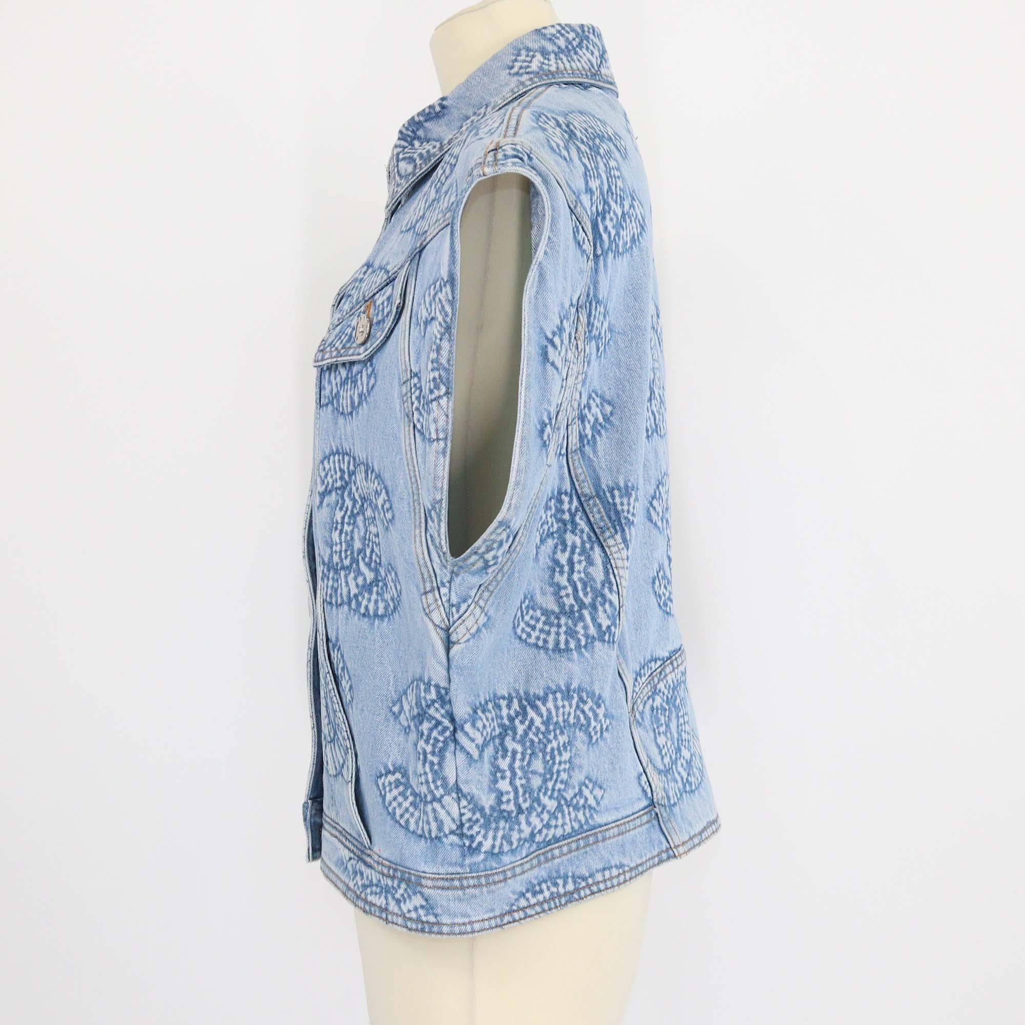 Chanel Blue Denim CC Embossed Sleeveless Vest