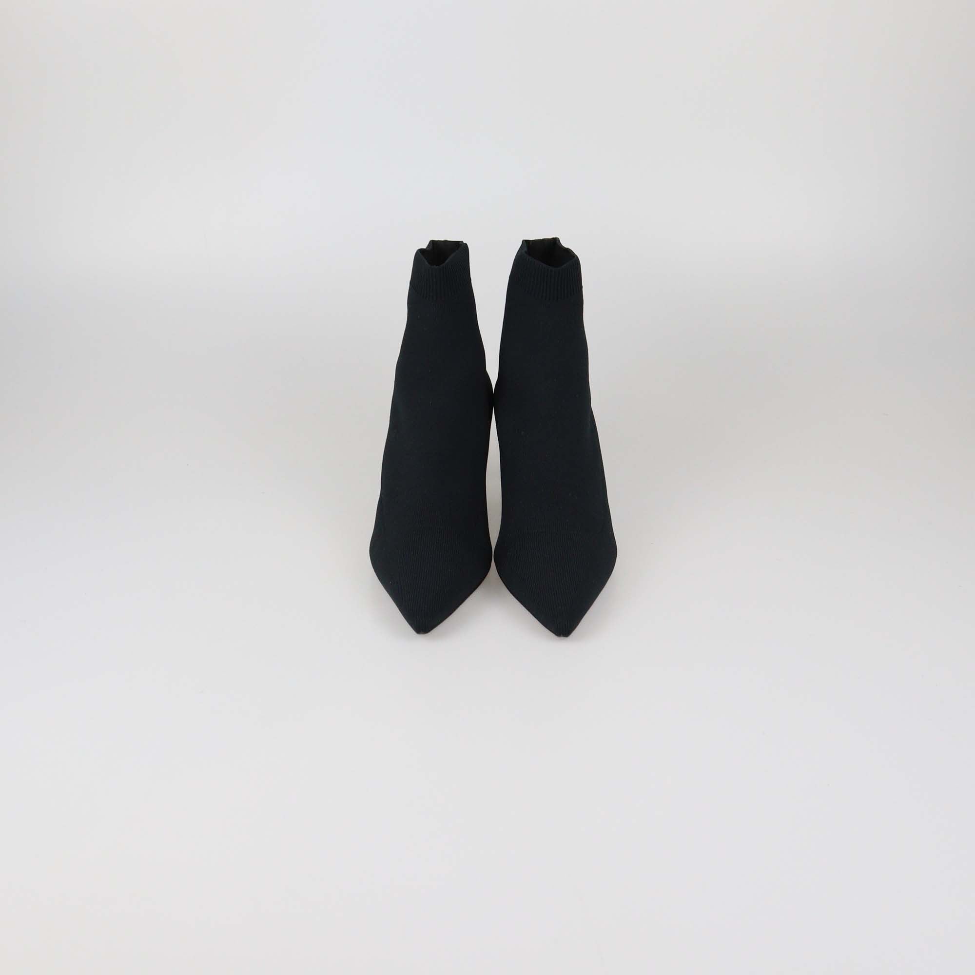 Prada Black Knit Fabric Pointed Toe Ankle Boots