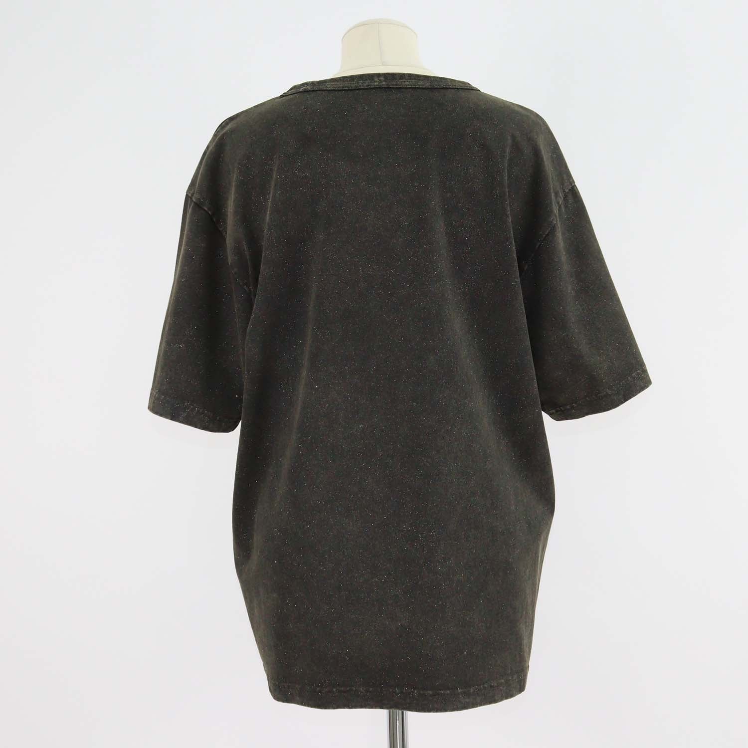 Alexander Wang.T Charcoal Glitter Cotton Puff Logo Crew Neck T-Shirt