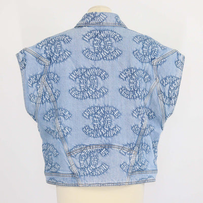 Chanel Blue Denim CC Embossed Sleeveless Vest