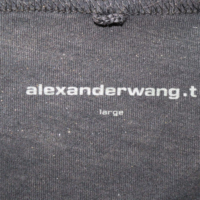 Alexander Wang.T Charcoal Glitter Cotton Puff Logo Crew Neck T-Shirt