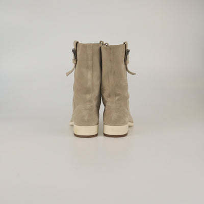 Chanel Light Beige Buckle Detail Mid Boots Womens Chanel 