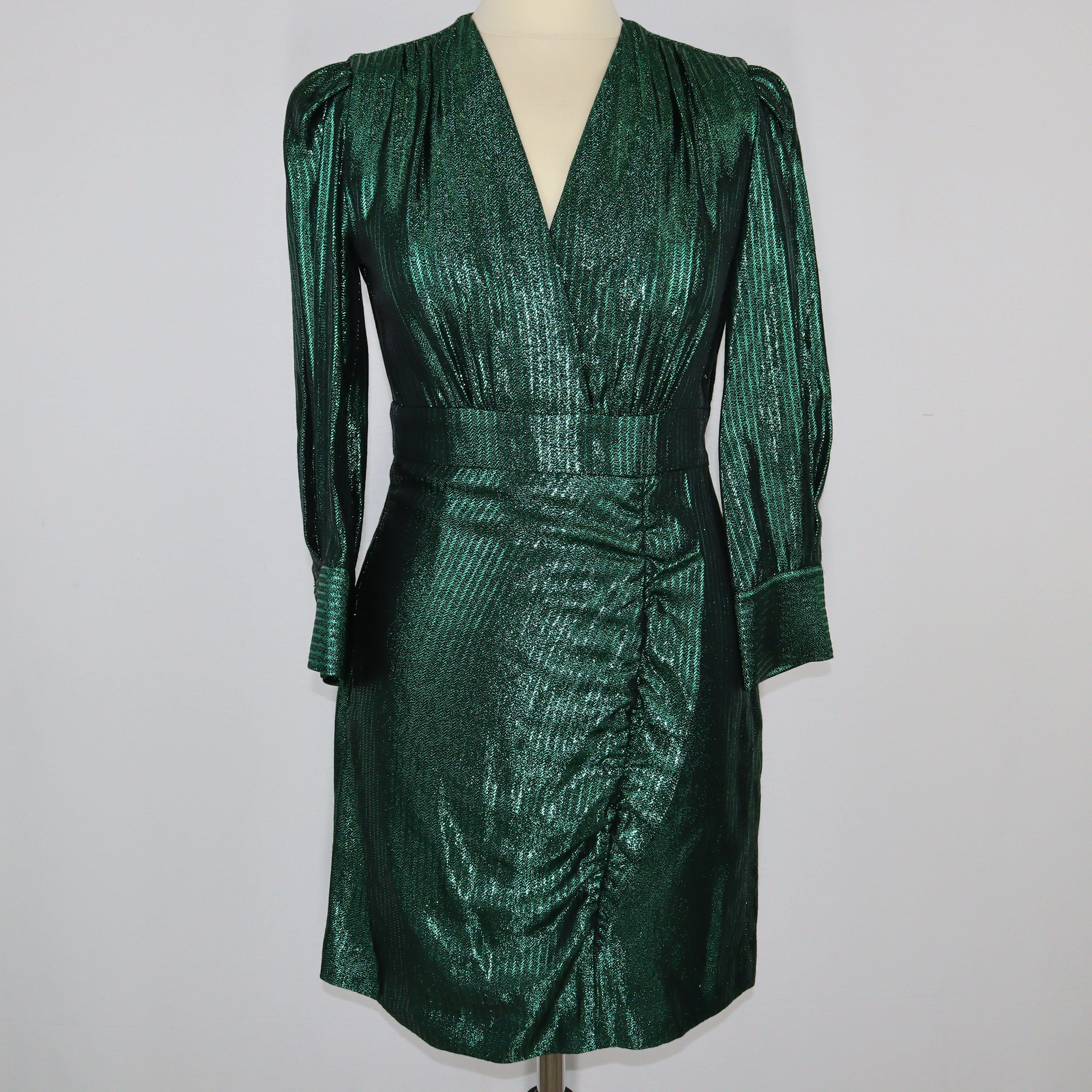 Green V-Neck Longsleeve Midi Dress Clothings Maje 