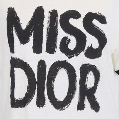 Christian Dior White/Black Cotton Miss Dior Print T-Shirt
