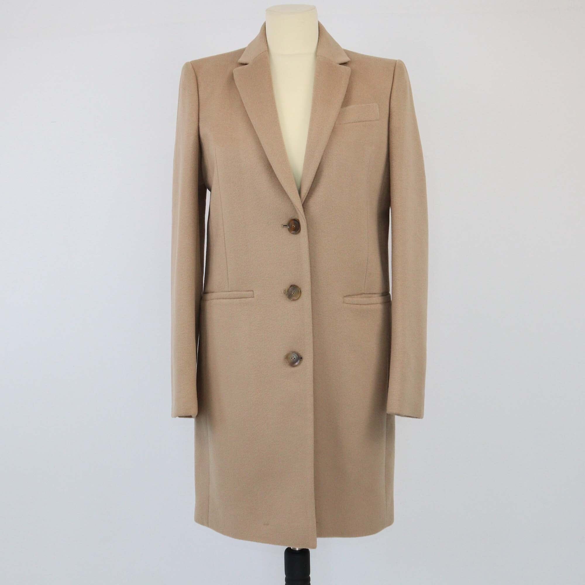 Gucci Beige Wool Single Breasted Long Coat Womens Gucci 