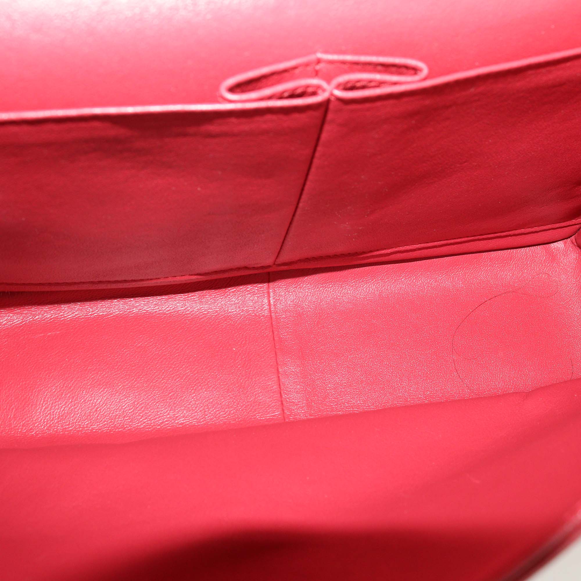 Chanel Dark Red Quilted Caviar Leather Jumbo Classic Double Flap Bag