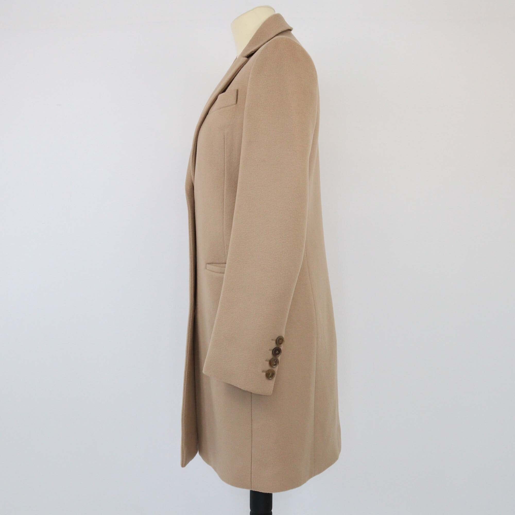 Gucci Beige Wool Single Breasted Long Coat Womens Gucci 