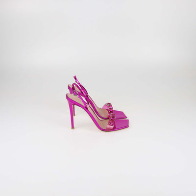 Gianvito Rossi Magenta Crystal Embellished Ribbon Candy Sandals Womens Gianvito Rossi 