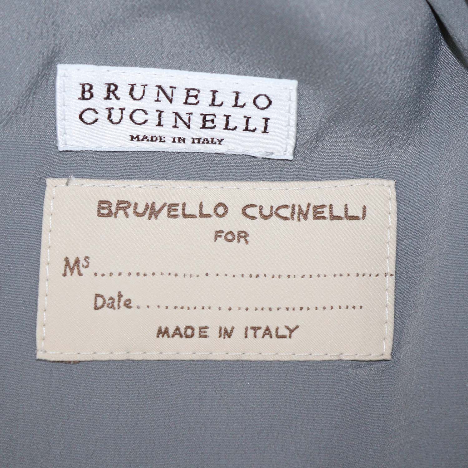 Brunello Cucinelli Grey/Blue Linen Striped Double Breasted Sleeveless Blazer