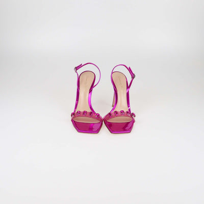 Gianvito Rossi Magenta Crystal Embellished Ribbon Candy Sandals Womens Gianvito Rossi 