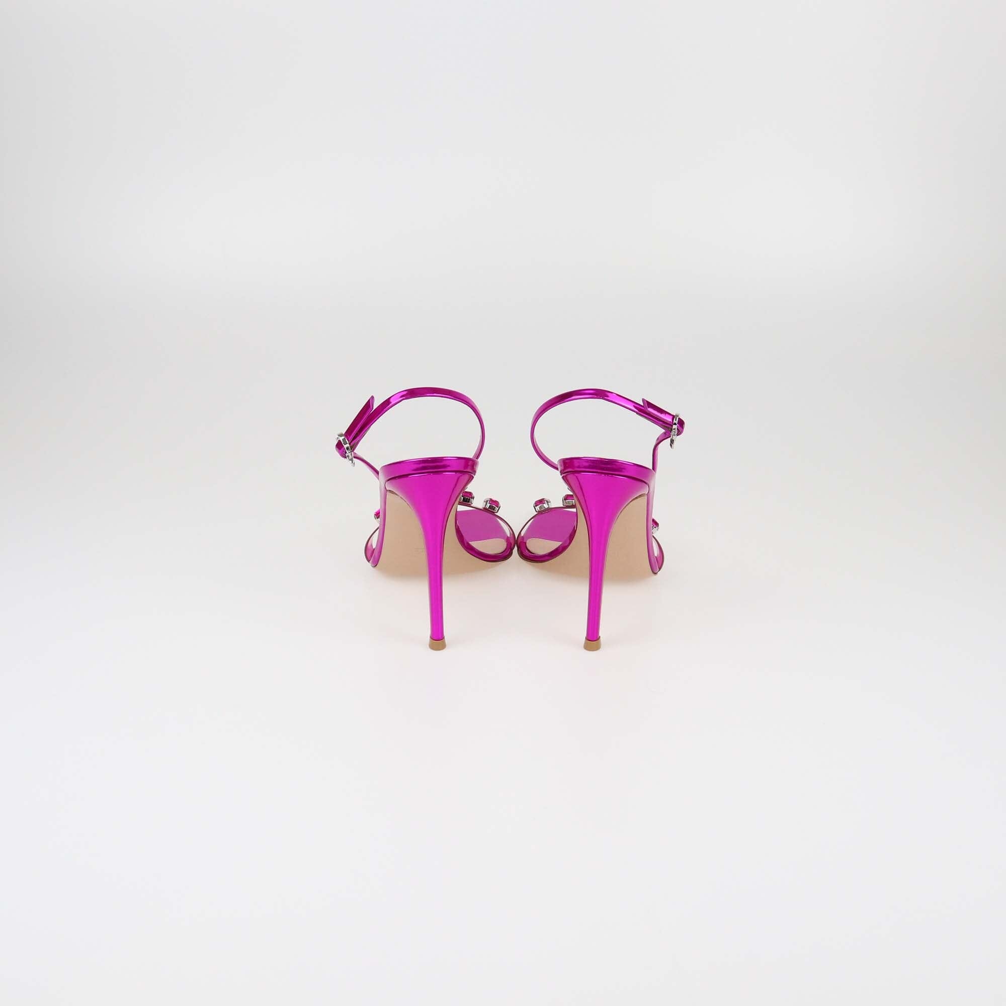 Gianvito Rossi Magenta Crystal Embellished Ribbon Candy Sandals Womens Gianvito Rossi 