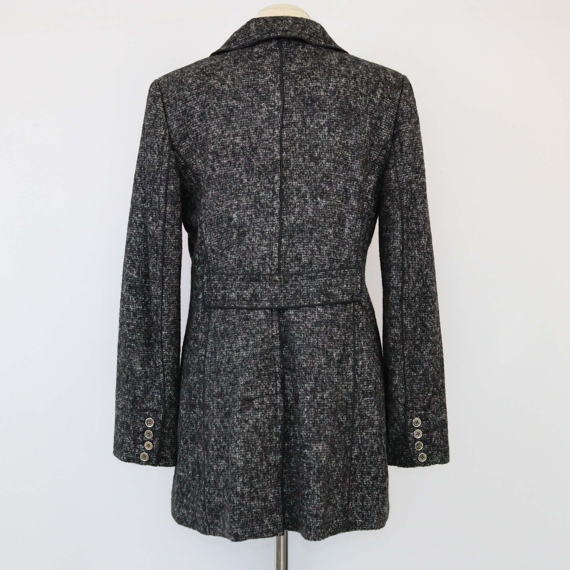 Dolce & Gabbana Multicolor Textured Wool Double Breasted Trench Coat Womens Dolce & Gabbana 