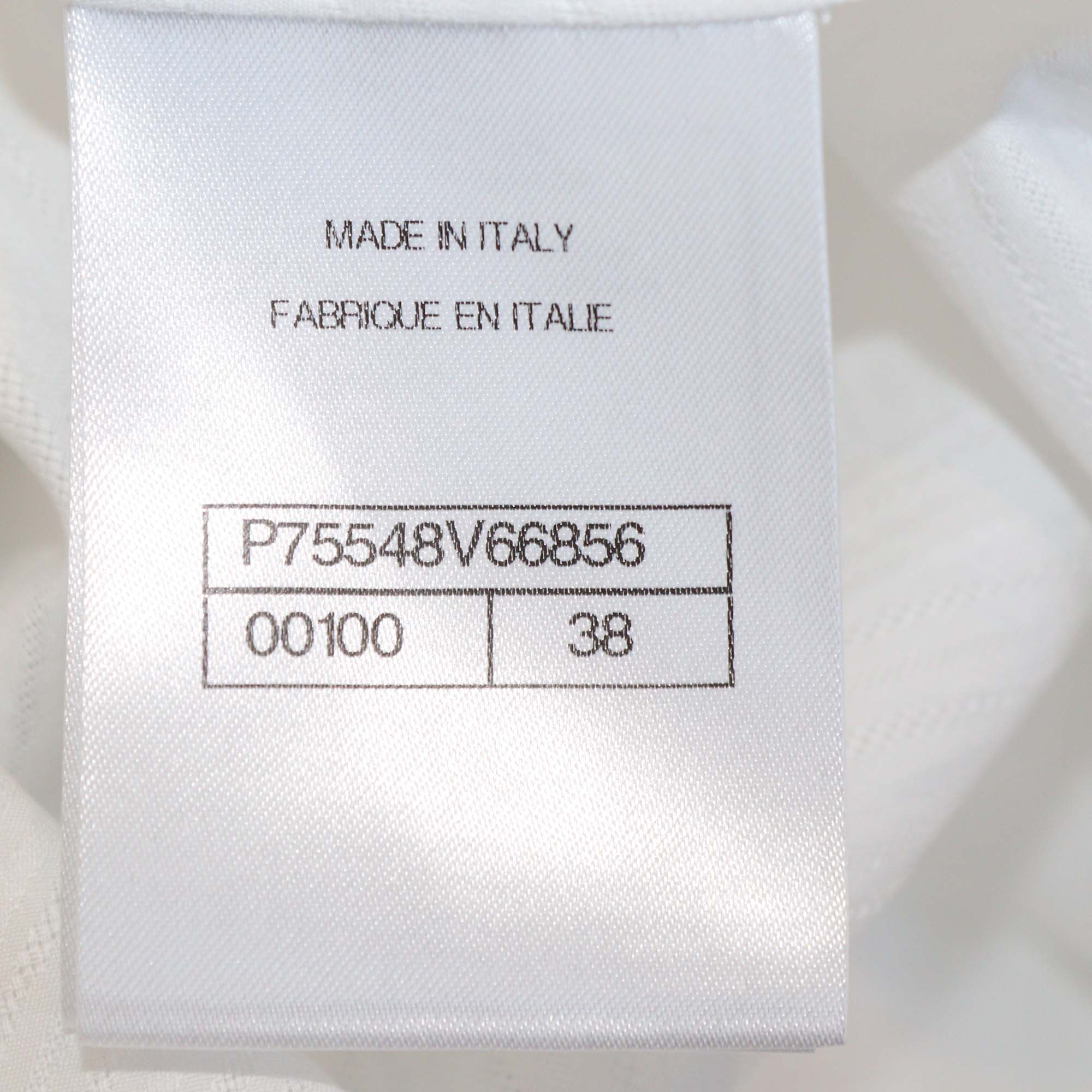Chanel White Cotton Neck Tie Long Sleeve Tunic Top