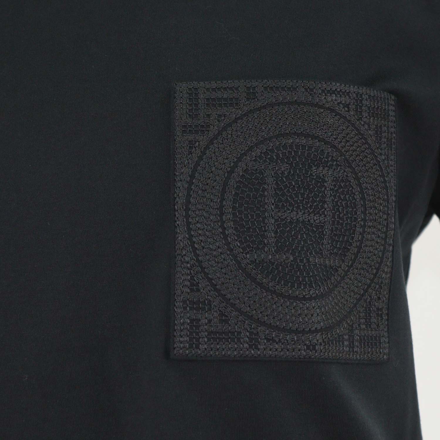 Hermes Black Cotton Droit Poche Brodee Crew Neck T-Shirt