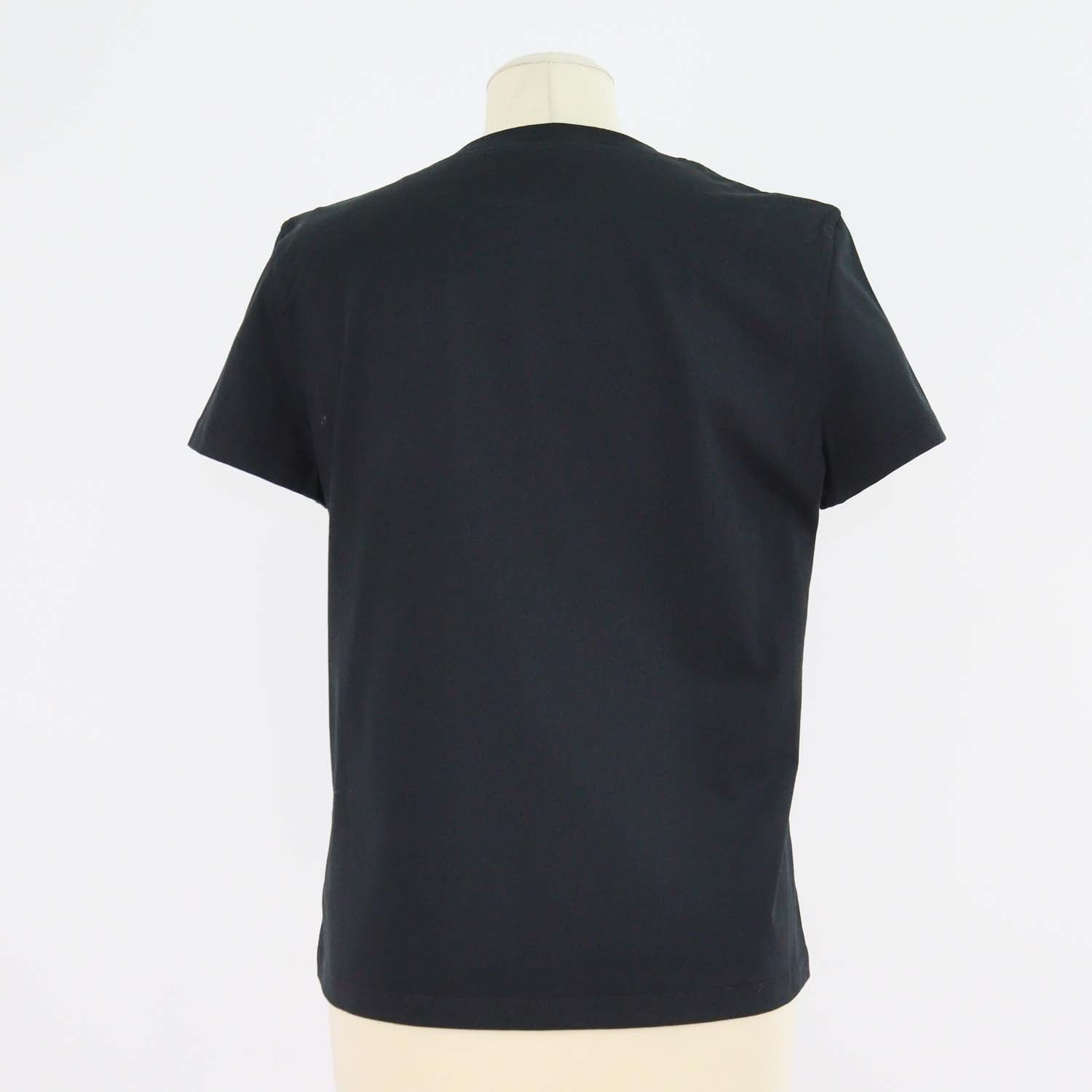 Hermes Black Cotton Droit Poche Brodee Crew Neck T-Shirt