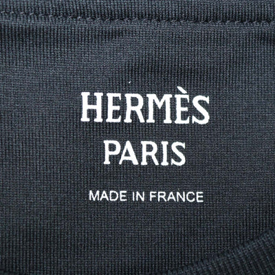 Hermes Black Cotton Droit Poche Brodee Crew Neck T-Shirt