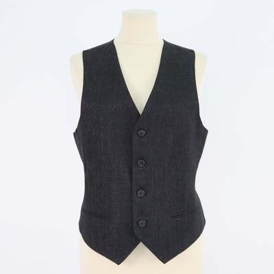 Karl Lagerfeld Metallic Black Blend Viscose Vest Blazer