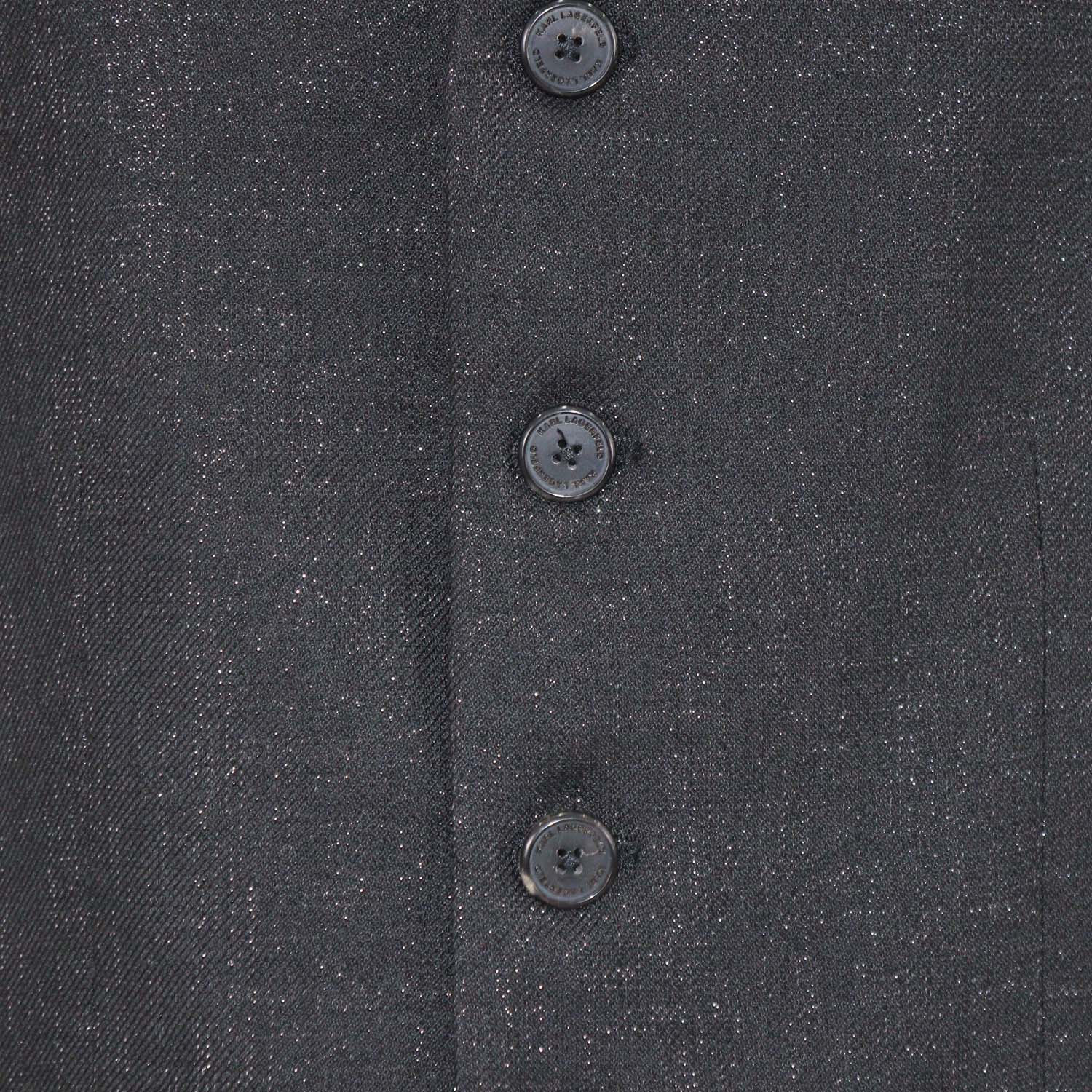 Karl Lagerfeld Metallic Black Blend Viscose Vest Blazer