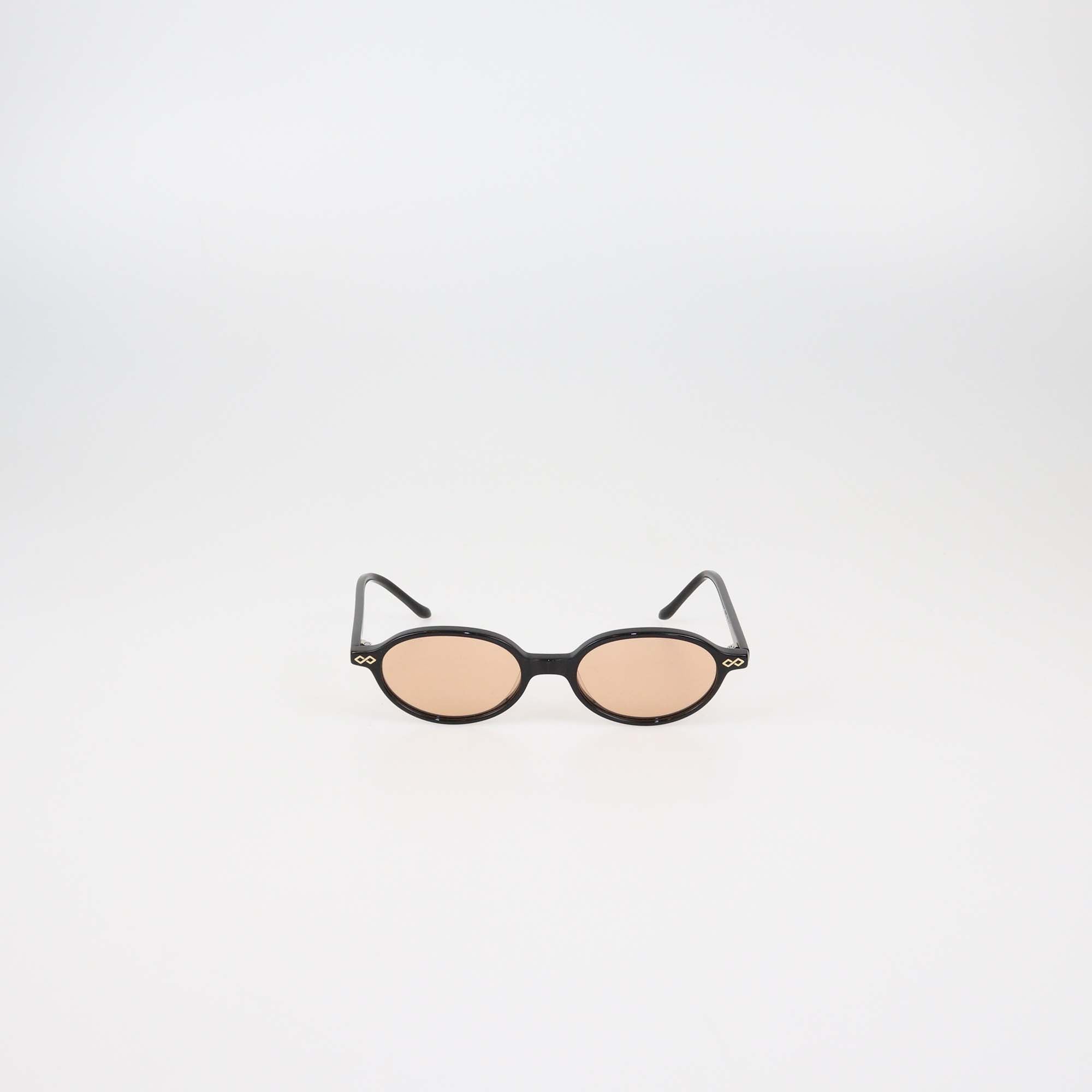 Karen Wazen Orange/Black Acetate Noor Oval Sunglasses