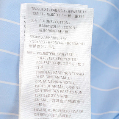 Balenciaga Light Blue/White Striped Cotton Oversized Fit Three Quarter Sleeve Shirt