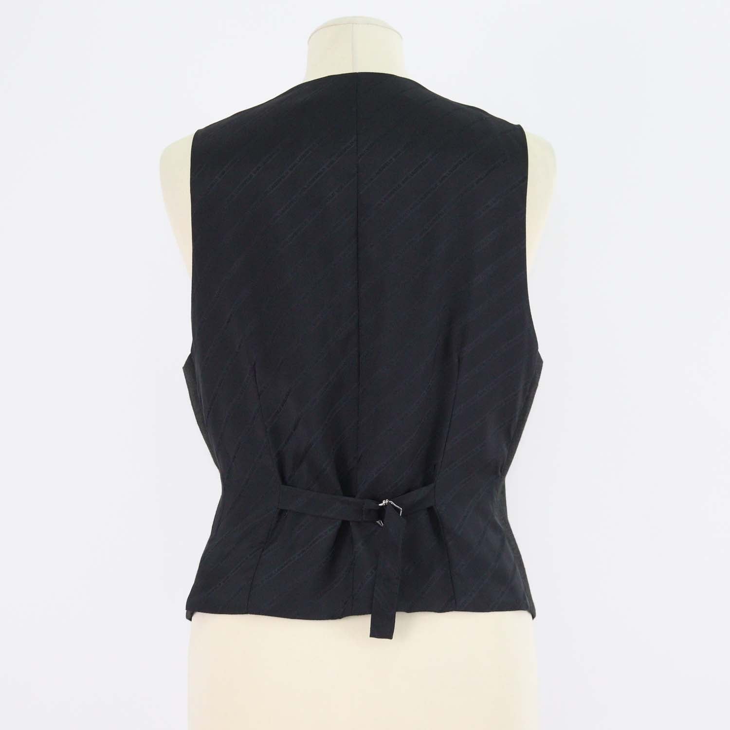 Karl Lagerfeld Metallic Black Blend Viscose Vest Blazer