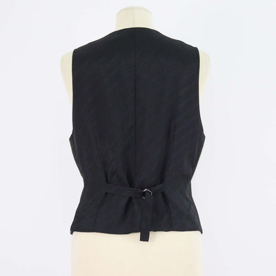 Karl Lagerfeld Metallic Black Blend Viscose Vest Blazer