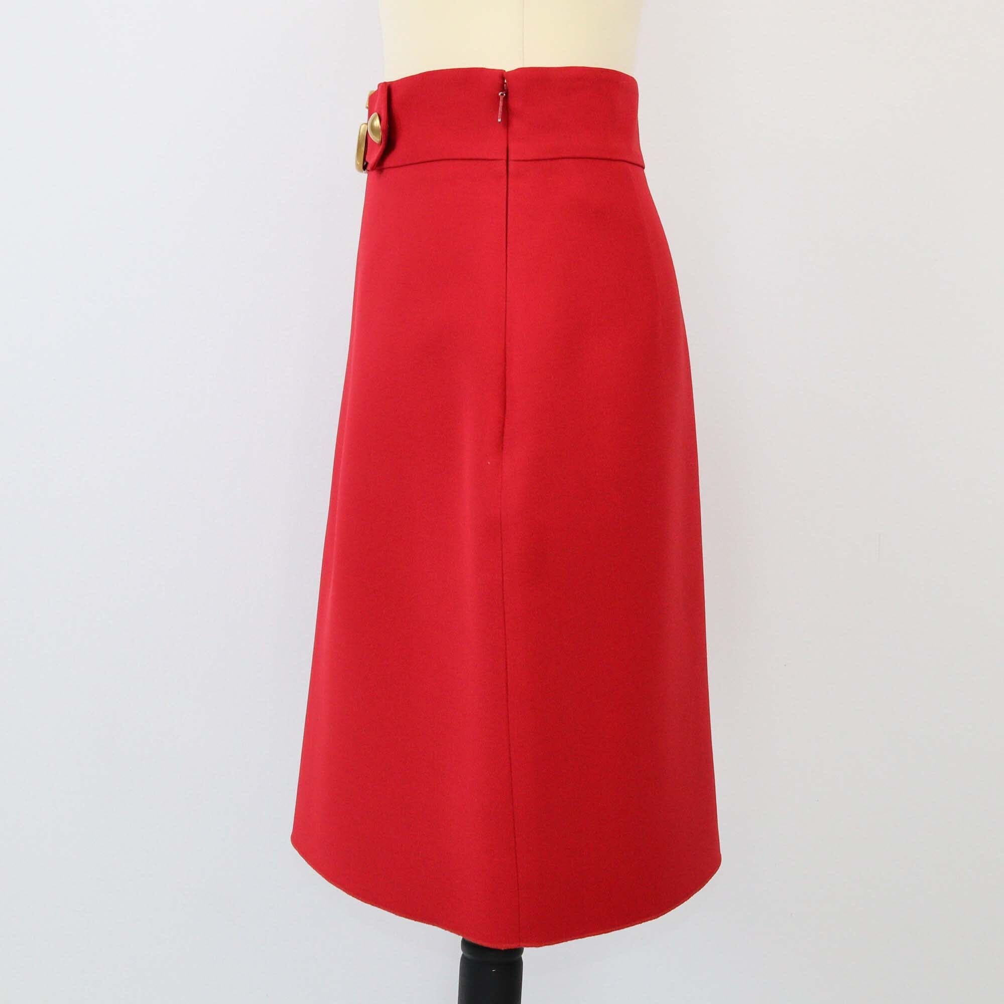 Gucci Red GG Marmont A Line Knee Length Skirt Womens Gucci 