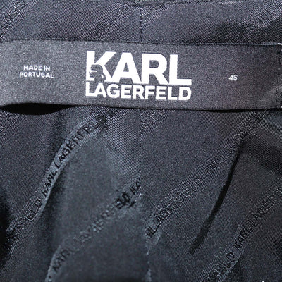 Karl Lagerfeld Metallic Black Blend Viscose Vest Blazer