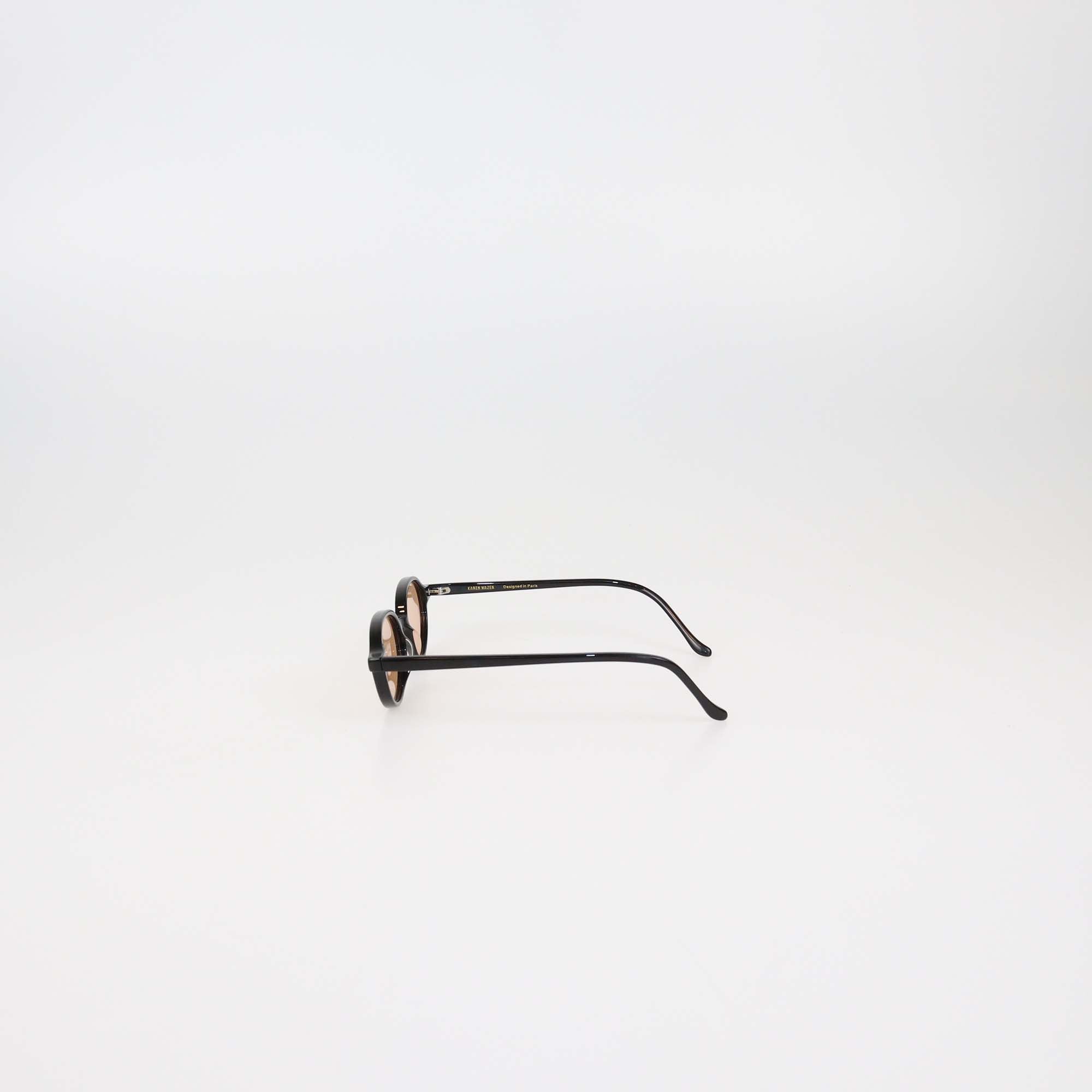 Karen Wazen Orange/Black Acetate Noor Oval Sunglasses