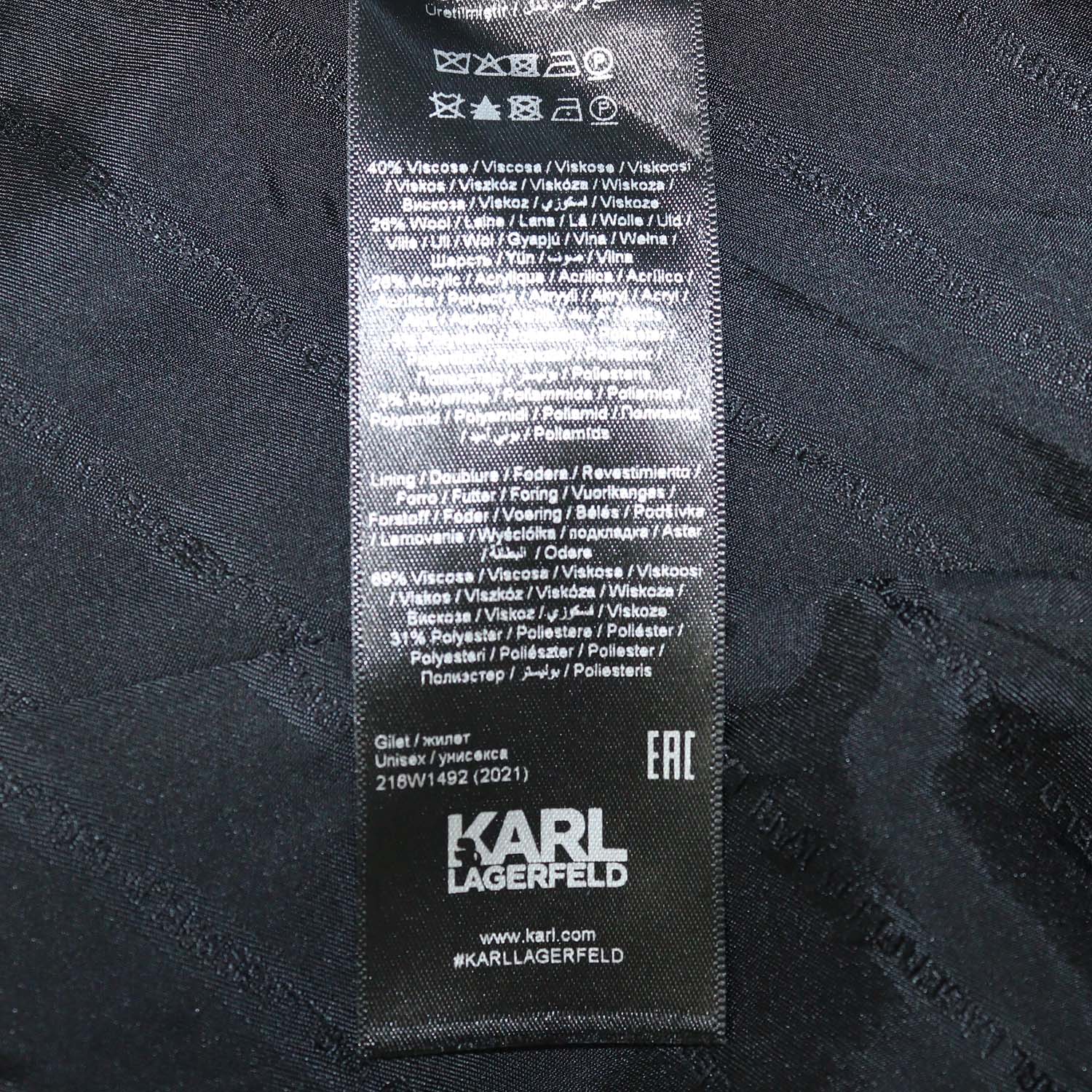 Karl Lagerfeld Metallic Black Blend Viscose Vest Blazer
