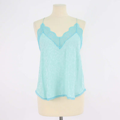 Zadig & Voltaire Green/Blue Silk Lace Trimmed Christy Camisole Top