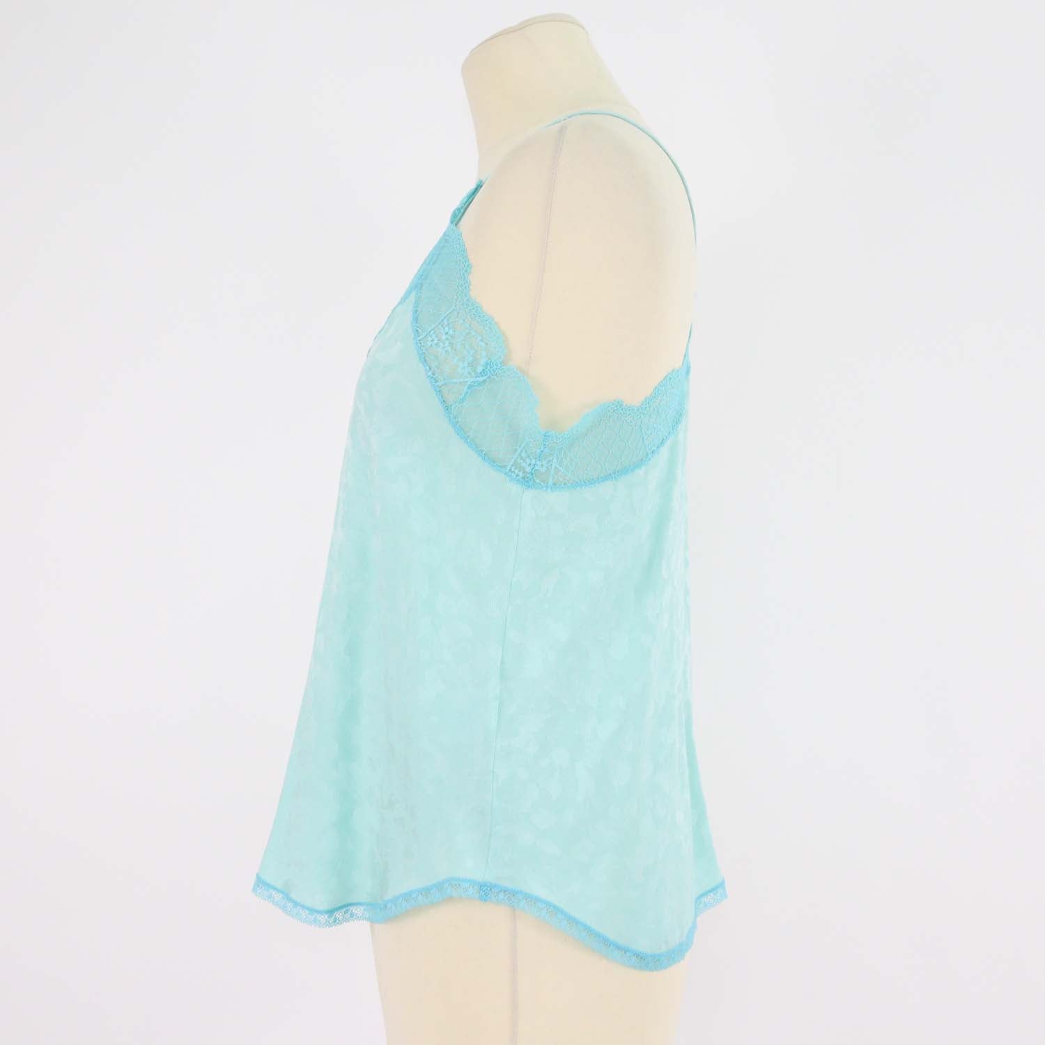 Zadig & Voltaire Green/Blue Silk Lace Trimmed Christy Camisole Top