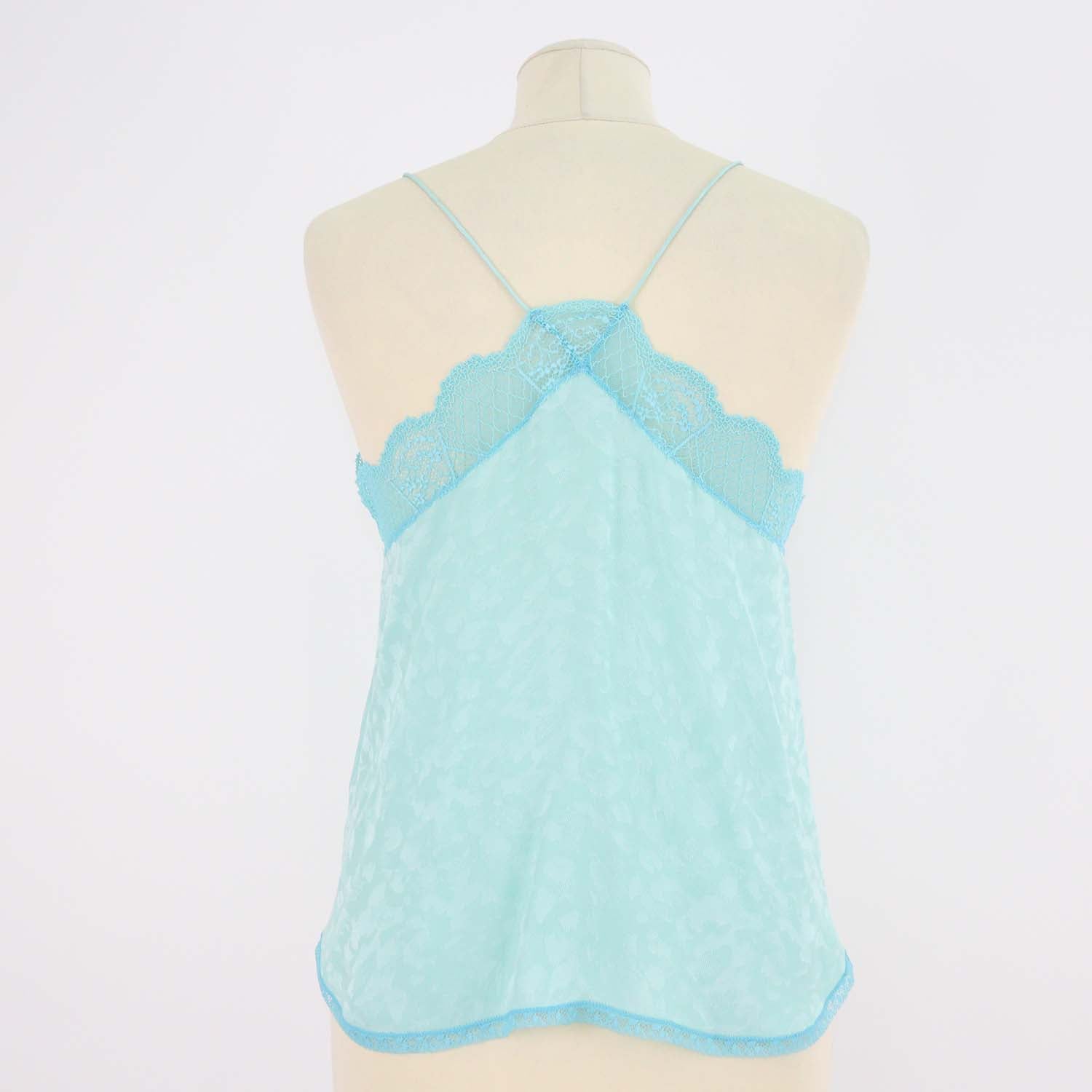 Zadig & Voltaire Green/Blue Silk Lace Trimmed Christy Camisole Top