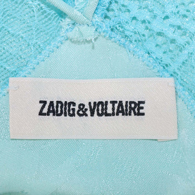 Zadig & Voltaire Green/Blue Silk Lace Trimmed Christy Camisole Top